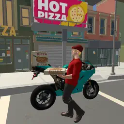 城市比萨饼送货自行车骑士